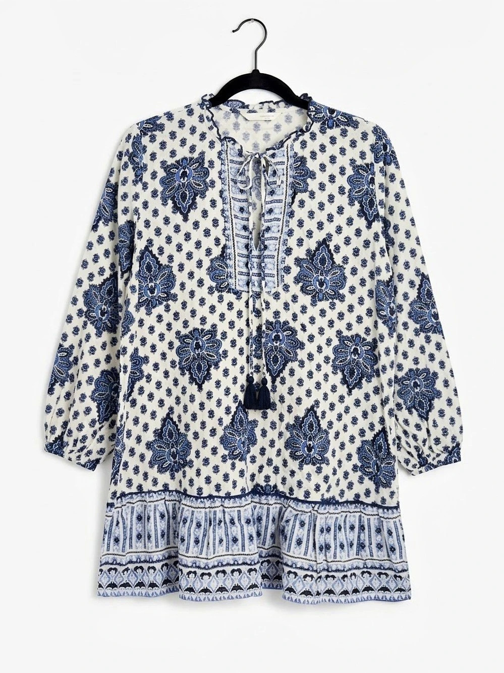 Zara Women's Floral Mini Dress in Blue & White